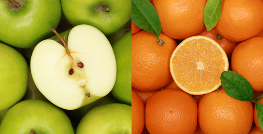 Collection of fresh fruits like oranges, cherries, lemons and apples