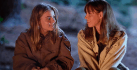 Maisy Stella meets the older version of herself, Aubrey Plaza in My Old Ass (Photo courtesy of Prime)